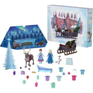 Mattel Disney Frozen Toys, Anna & Elsa Small Doll Advent Calendar with 2 Friend Figures, Moldable Sand & 24 Play Pieces, Inspired by Olaf’s Frozen Adventure