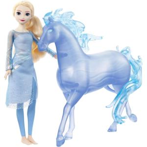 Mattel Disney Frozen Toys, Elsa Fashion Doll & Horse-Shaped Water Nokk Figure Set, Inspired by the Frozen 2 Movie(Elsa & Nokk)