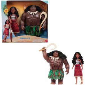 Mattel Disney Moana 2 Voyager 2 Doll Set, Moana & Maui Fashion Dolls in Removable Outfits with 4 Accessories, Inspired by The Movie(11 inch scale)