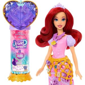 Mattel Disney Princess Belle Fashion Doll & Accessories with 8 Surprises, Including Heart Gem Box, Ring for Child & 9 Pieces, Inspired by Movie(Ariel)