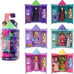Mattel Disney Princess or Villains Tower Surprise Small Doll & Stacking Playset with 3-4 Accessories, Inspired by Movies (Characters May Vary)