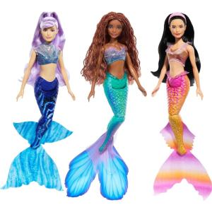 Mattel Disney The Little Mermaid Ariel Sisters Doll Set with 3 Fashion Mermaid Dolls, Includes Mala, Karina, and Ariel(Red)