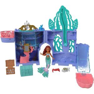 Mattel Disney The Little Mermaid Storytime Stackers Playset, Ariel’s Grotto Stackable Doll House with Small Doll & 10 Accessories