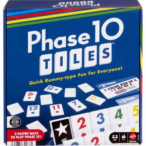 Mattel Games Phase 10 Card Game with Color Blind Accessible Deck in Storage & Travel Tin for Kids, Adults & Families (Amazon Exclusive)(Phase 10 Tiles)