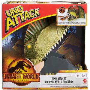Mattel Games UNO Attack Jurassic World Domination Card Game for Kids & Family Night with Dinosaur Card Launcher, Lights & Sounds (Amazon Exclusive)(Jurassic World)