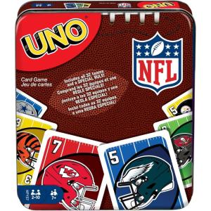 Mattel Games UNO Card Game, Gifts for Kids and Family Night, Themed to Minecraft Video Game, Travel Games, Storage Tin Box (Amazon Exclusive)(UNO NFL)