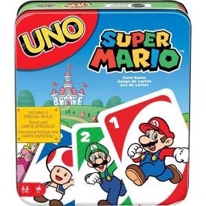 Mattel Games UNO Card Game, Gifts for Kids and Family Night, Themed to Minecraft Video Game, Travel Games, Storage Tin Box (Amazon Exclusive)(UNO Super Mario Bros)
