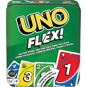 Mattel Games UNO Card Game in Travel & Storage Tin for Kid, Adult & Family Nights & Parties, Color Blind Accessible & Customizable Deck (Amazon Exclusive)(UNO Flex)