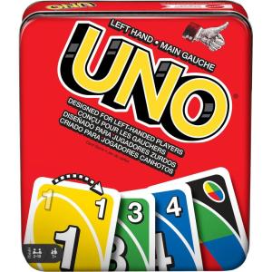 Mattel Games UNO Card Game in Travel & Storage Tin for Kid, Adult & Family Nights & Parties, Color Blind Accessible & Customizable Deck (Amazon Exclusive)(UNO Left Hand)