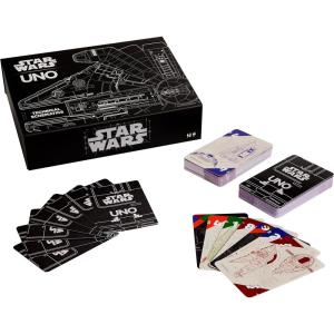 Mattel Games UNO Star Wars Technical Schematics Card Game for Kids & Adults with Blueprints of Space Stations, Ships & Droids