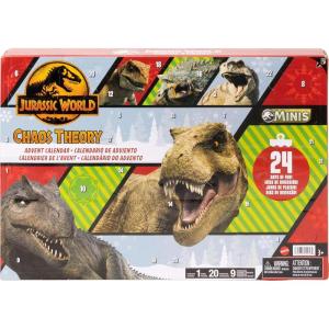 Mattel Jurassic World: Chaos Theory Advent Calendar with 24 Days, 30 Dinosaur-Related Toy Surprises, 20 Mini Dinos, 1 Human, 9 Fence Pieces