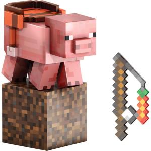 Mattel Minecraft Diamond Level Sheep Action Figure with 3 Accessories, 5.5-inch Collector Scale & Pixelated Design(Pig)