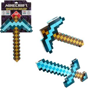 Mattel Minecraft Transforming Diamond Sword & Pick-Axe Kid-Sized 2-in-1 Toy Accessory for Role-Play & Costumes (Amazon Exclusive)(Sword/Pickaxe)