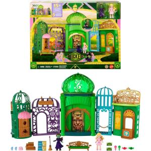 Mattel Universal Pictures’ Wicked Emerald City Playset with Glinda & Elphaba Small Dolls, 5 Play Spaces & 15 Accessories, Inspired by The Movie