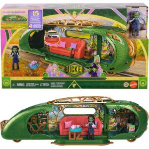 Mattel Universal Pictures’ Wicked Emerald City Train Playset with Elphaba Small Doll, 3 Play Spaces & 14 Accessories, Inspired by The Movie