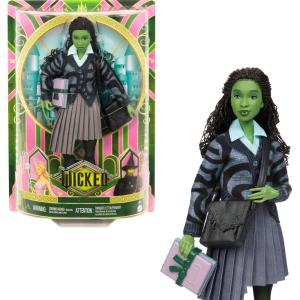 Mattel Universal Wicked Elphaba Fashion Doll & Accessories with Green Skin, Braided Black Hair, Posability & Removable School Uniform