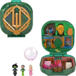 Polly Pocket Wicked x Collector Compact, Micro Dolls and Playset, 2 Themed Accessories, Iconic Shiz & Oz Locations, Glinda, Elphaba, & The Wizard