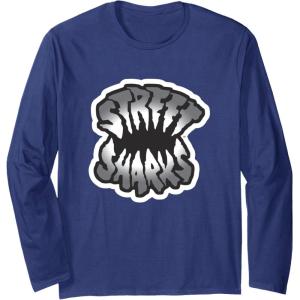 Street Sharks – Grey Logo Long Sleeve T-Shirt(Navy Blue)