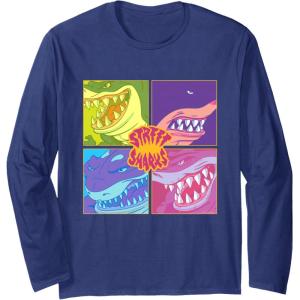 Street Sharks – Grid Long Sleeve T-Shirt(Navy Blue)