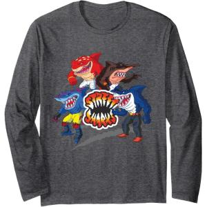 Street Sharks – It’s Fin-Kicking Time Long Sleeve T-Shirt(Dark Heather Grey)