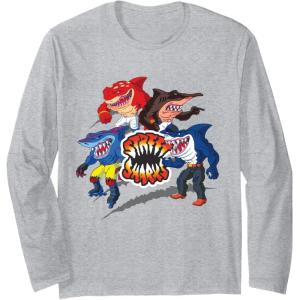 Street Sharks – It’s Fin-Kicking Time Long Sleeve T-Shirt(Heather Grey)
