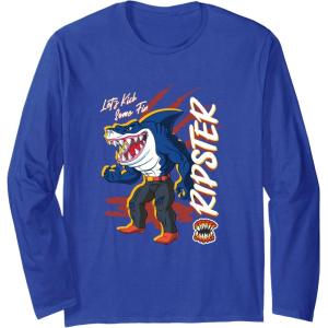 Street Sharks – Ripster Let’s Kick Some Fin Long Sleeve T-Shirt(Royal Blue)