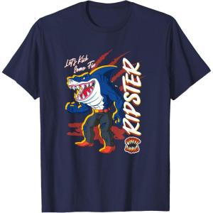 Street Sharks – Ripster Let’s Kick Some Fin T-Shirt(Navy Blue)