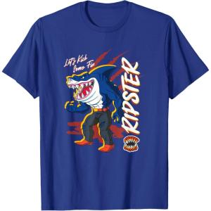 Street Sharks – Ripster Let’s Kick Some Fin T-Shirt(Royal Blue)