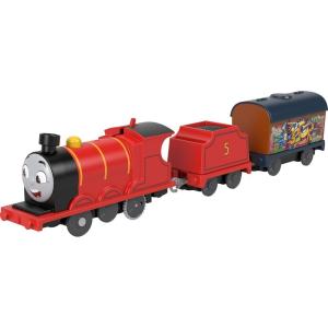 Thomas & Friends Motorized Toy Train, Wobbly Cake Thomas Engine with Cargo Cars & Pieces for Pretend Play Preschool Kids Ages 3+ Years(New James)