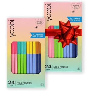 Yoobi Barbie X #2 Pencils – Pre-Sharpened Pencils with Pink Erasers in Cute Pastel & Metallic Colors with the Iconic Barbie Logo – Gift for Kids & Adults – 2 Packs of 24(Color Block)