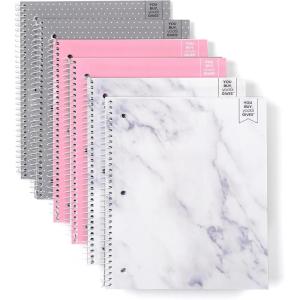 Yoobi Barbie X College Ruled Composition Notebook Set – 3-Pack of Kids 1 Subject Notebooks, Allover Print Designs – 100 Sheets Each, For School, Office & Home – 9.75” x 7.5”(Blush Marble)