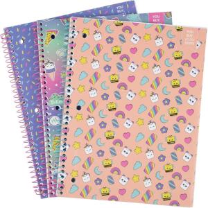 Yoobi Barbie X College Ruled Composition Notebook Set – 3-Pack of Kids 1 Subject Notebooks, Allover Print Designs – 100 Sheets Each, For School, Office & Home – 9.75” x 7.5”(Sprinkles  Ice Cream & Designs)