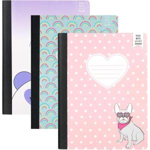 Yoobi Barbie X College Ruled Composition Notebook Set – 3-Pack of Kids 1 Subject Notebooks, Allover Print Designs – 100 Sheets Each, For School, Office & Home – 9.75” x 7.5”(Multicolored Rainbow)