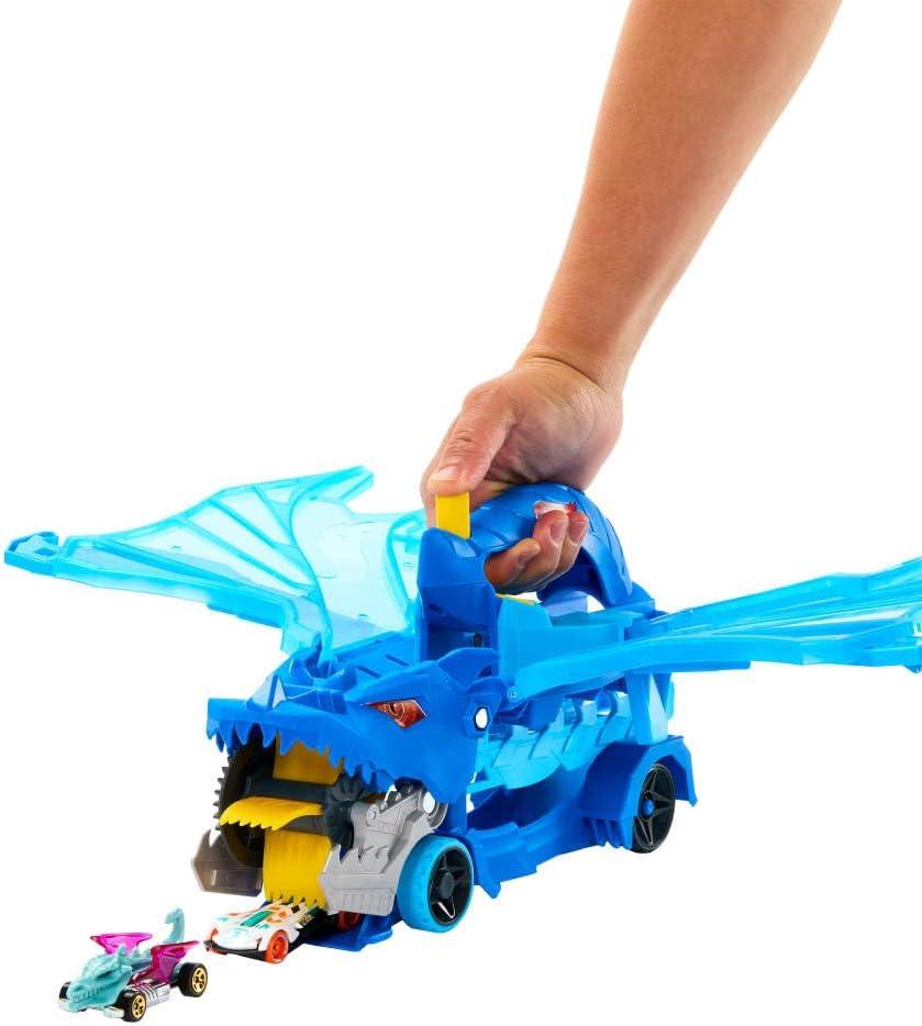 imageHot Wheels City Toy Car Track Set Ultimate Dual Dragon Transporter ampamp 2 DieCast Cars LargeScale ampamp Detachable Dragon Stores 20 Vehicles