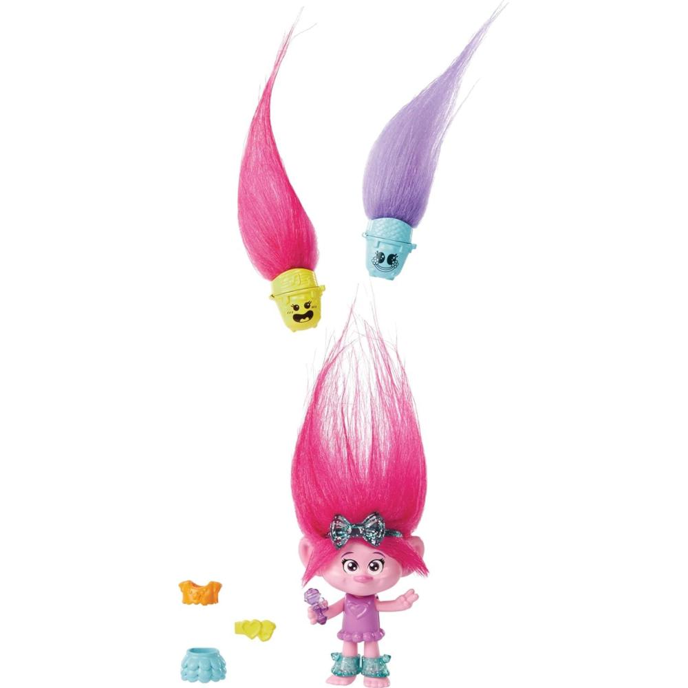 imageMattel DreamWorks Trolls Band Together Hair Pops Small Doll Queen Poppy with Removable Clothes ampamp 3 Surprise AccessoriesPoppy