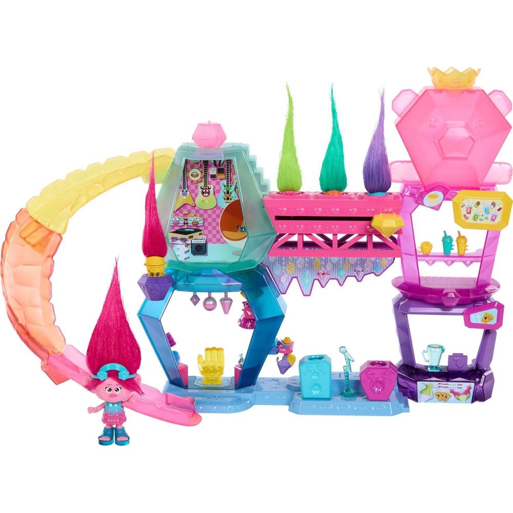 imageMattel DreamWorks Trolls Band Together Toys Mount Rageous Playset with Queen Poppy Small Doll ampamp 25 Accessories 4 Hair PopsPlayset