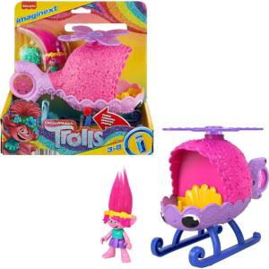 Fisher-Price Imaginext DreamWorks Trolls Toys Poppy’s Copter, Helicopter & Figure Playset for Pretend Play Kids Ages 3+ Years​(Poppy’s Copter)