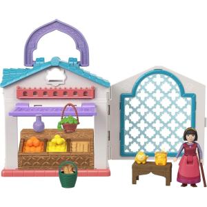 Mattel Disney Wish Micro Doll Playset, Dahlia’s Rosas Marketplace Portable Set with Dahlia Doll, Star Figure & 9 Accessories, Travel Toy(Dahlia)