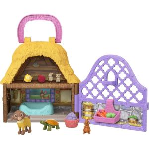 Mattel Disney Wish Micro Doll Playset, Dahlia’s Rosas Marketplace Portable Set with Dahlia Doll, Star Figure & 9 Accessories, Travel Toy(Star & Valentino)