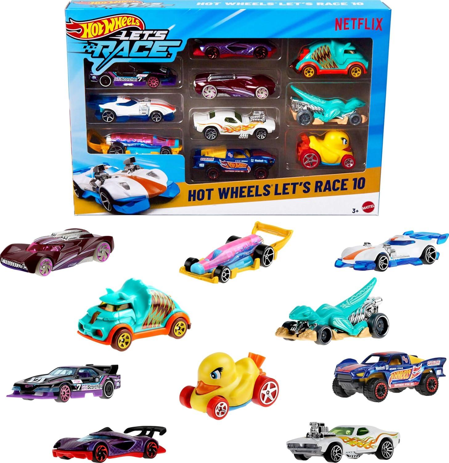 imageHot Wheels Toy Cars ampamp Trucks Lets Race 10Pack Set of 10 164 Scale Vehicles from The Animated Netflix Show for Play or Display Styles May Vary Amazon Exclusive
