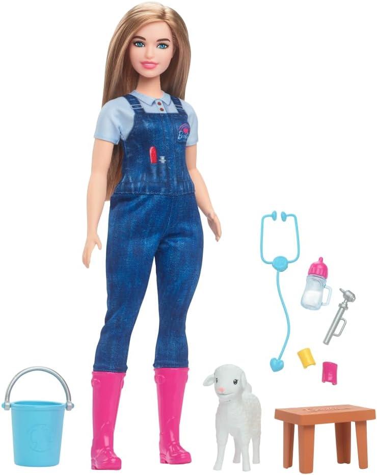 imageBarbie 65th Anniversary Doll ampamp 10 Accessories Farm Veterinarian Set with Blonde Vet Doll Lamb with Moving Ears ampamp MoreFarm Vet