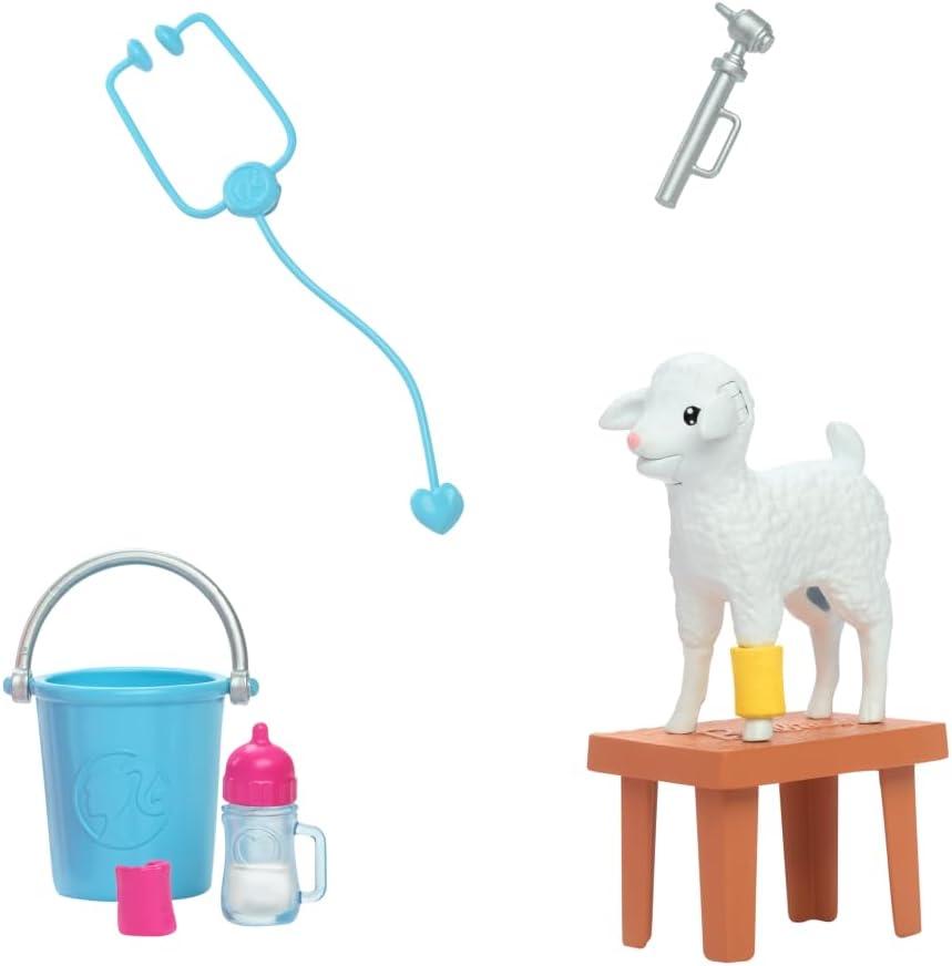 imageBarbie 65th Anniversary Doll ampamp 10 Accessories Farm Veterinarian Set with Blonde Vet Doll Lamb with Moving Ears ampamp MoreFarm Vet
