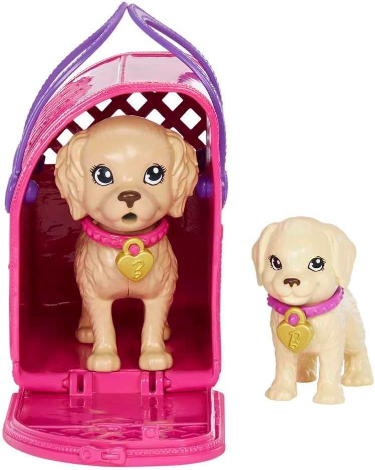 imageBarbie Doll ampamp Pets Set Blonde with Mommy Dog 3 Newborn Puppies with ColorChange Feature ampamp Pet AccessoriesAdopt a Pup Purple Dress