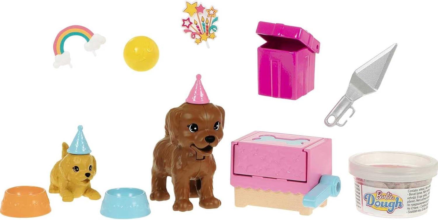imageBarbie Doll ampamp Pets Set Blonde with Mommy Dog 3 Newborn Puppies with ColorChange Feature ampamp Pet AccessoriesPuppy Party Blonde
