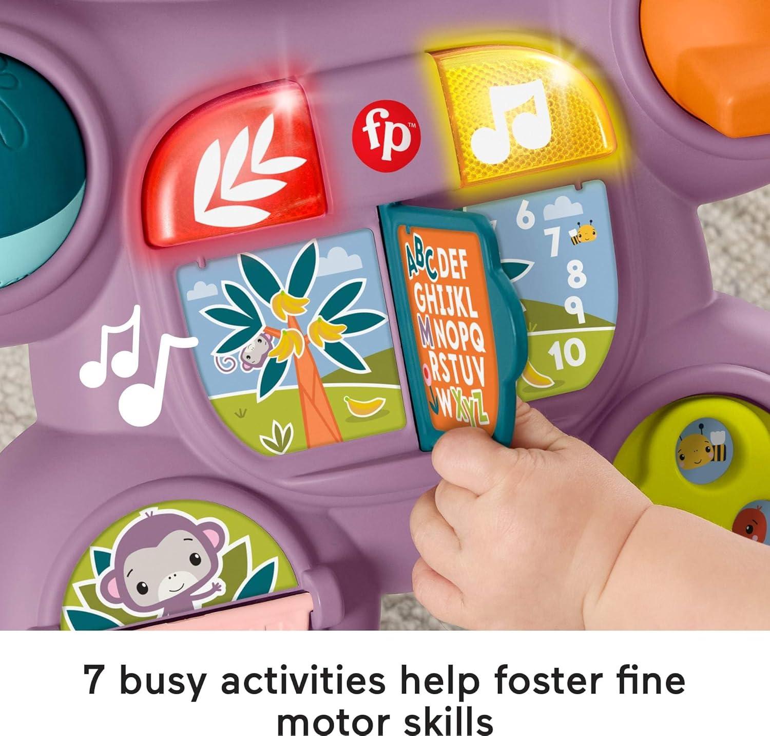 imageFisherPrice Baby Push Toy Learn with Me Purple Monkey Walker Musical Learning Activity with Lights for Infants Ages 6 Months