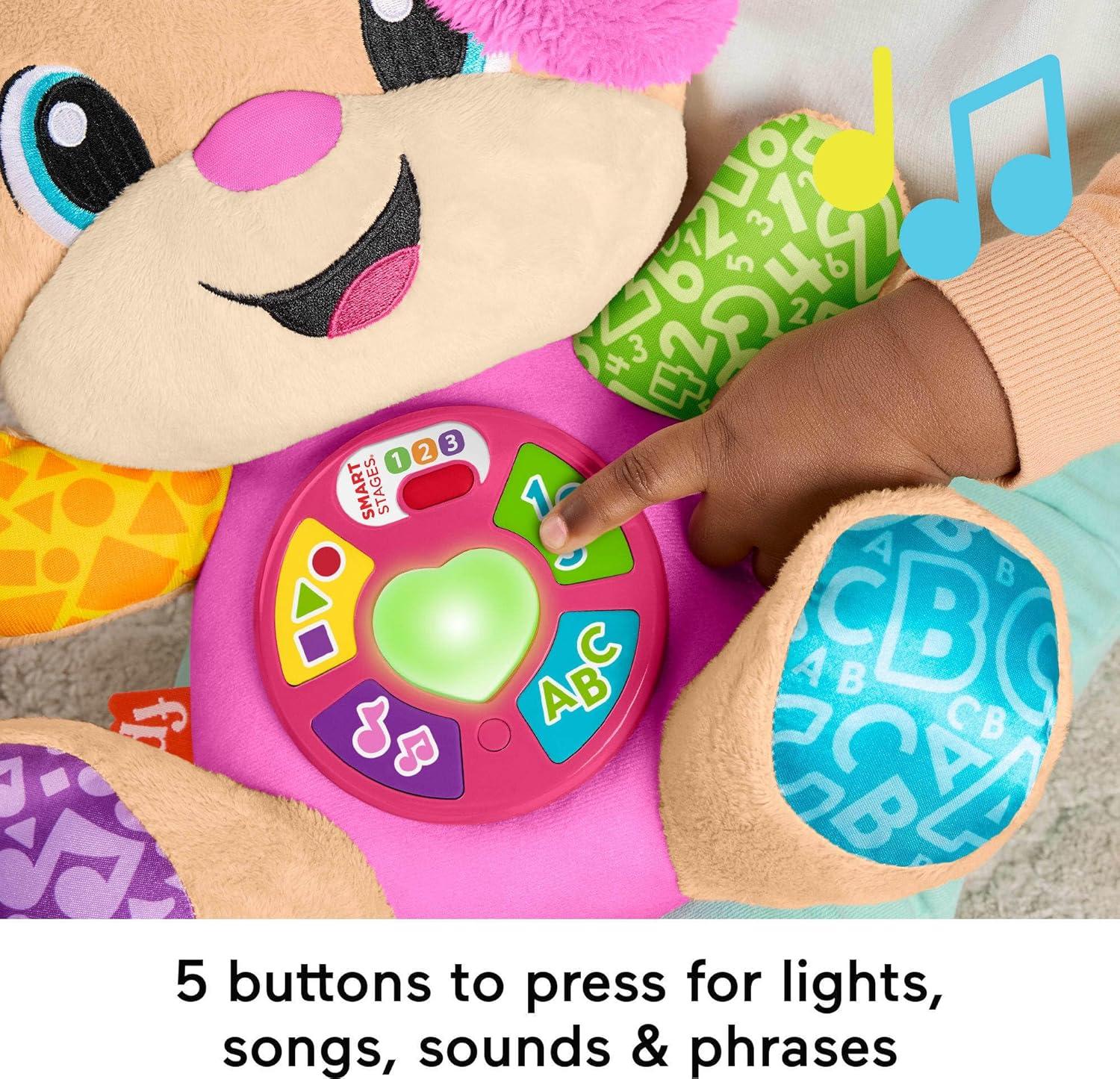 imageFisherPrice Baby Toy Laugh ampamp Learn Smart Stages Sis Musical Plush with Lights ampamp Learning Songs for Infants Ages 6 MonthsNew Sis English