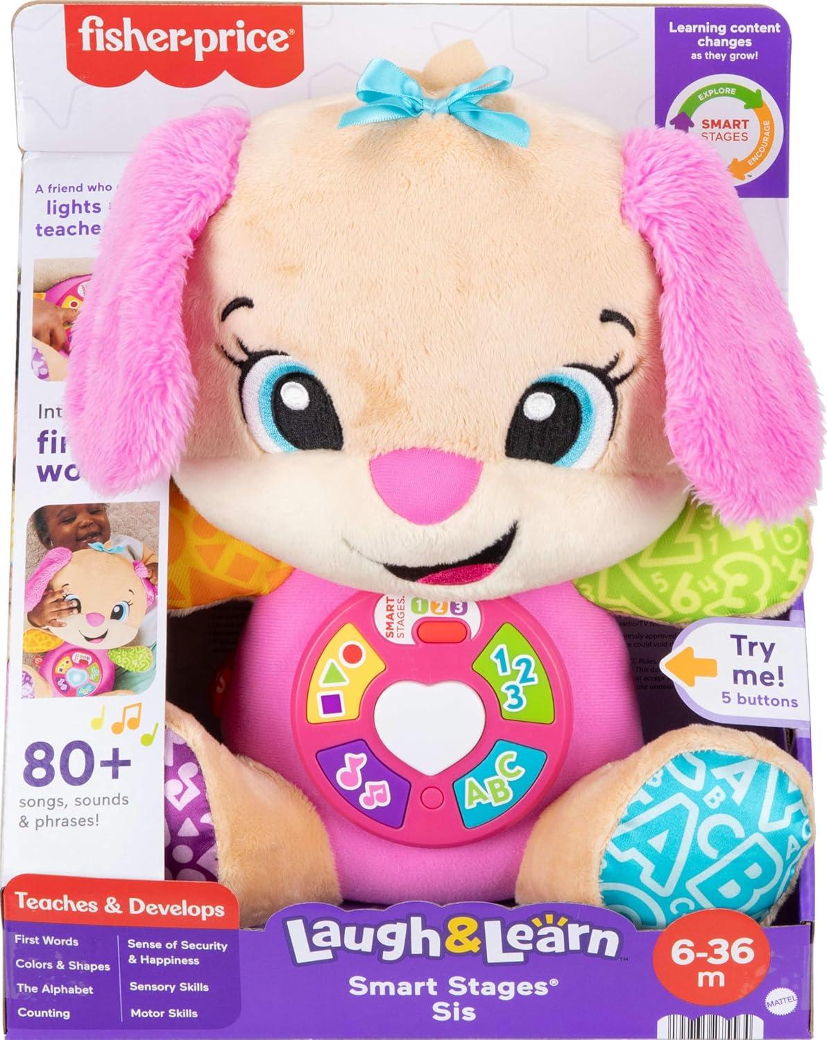 imageFisherPrice Baby Toy Laugh ampamp Learn Smart Stages Sis Musical Plush with Lights ampamp Learning Songs for Infants Ages 6 MonthsNew Sis English