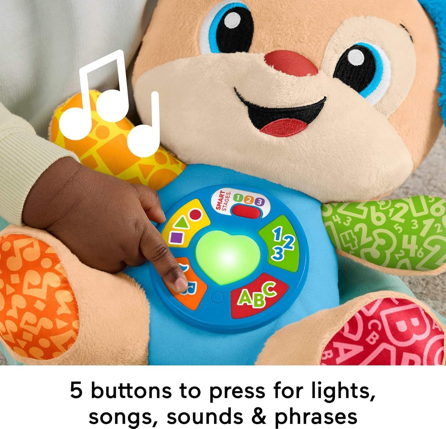 imageFisherPrice Baby Toy Laugh ampamp Learn Smart Stages Sis Musical Plush with Lights ampamp Learning Songs for Infants Ages 6 MonthsPuppy English