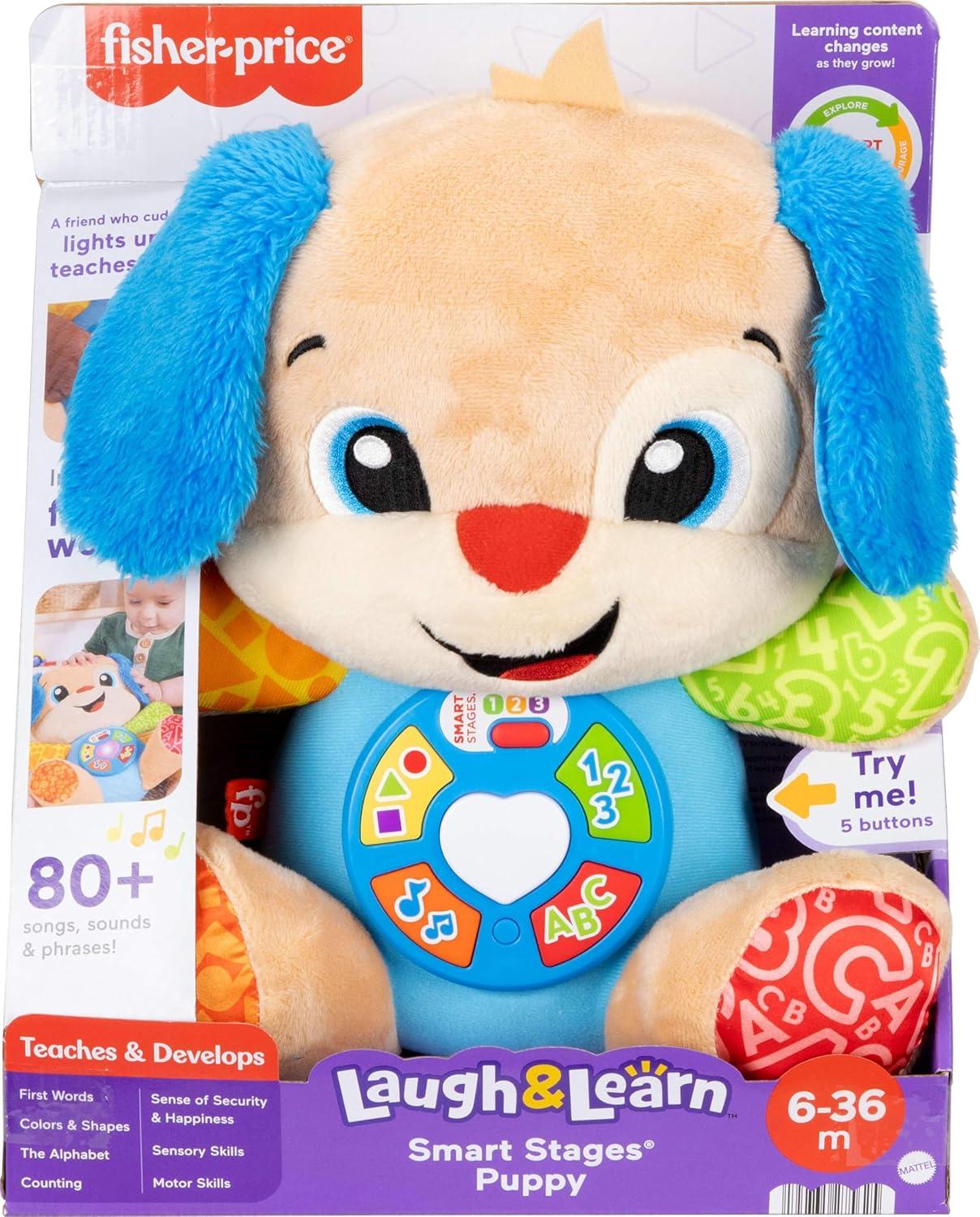 imageFisherPrice Baby Toy Laugh ampamp Learn Smart Stages Sis Musical Plush with Lights ampamp Learning Songs for Infants Ages 6 MonthsPuppy English