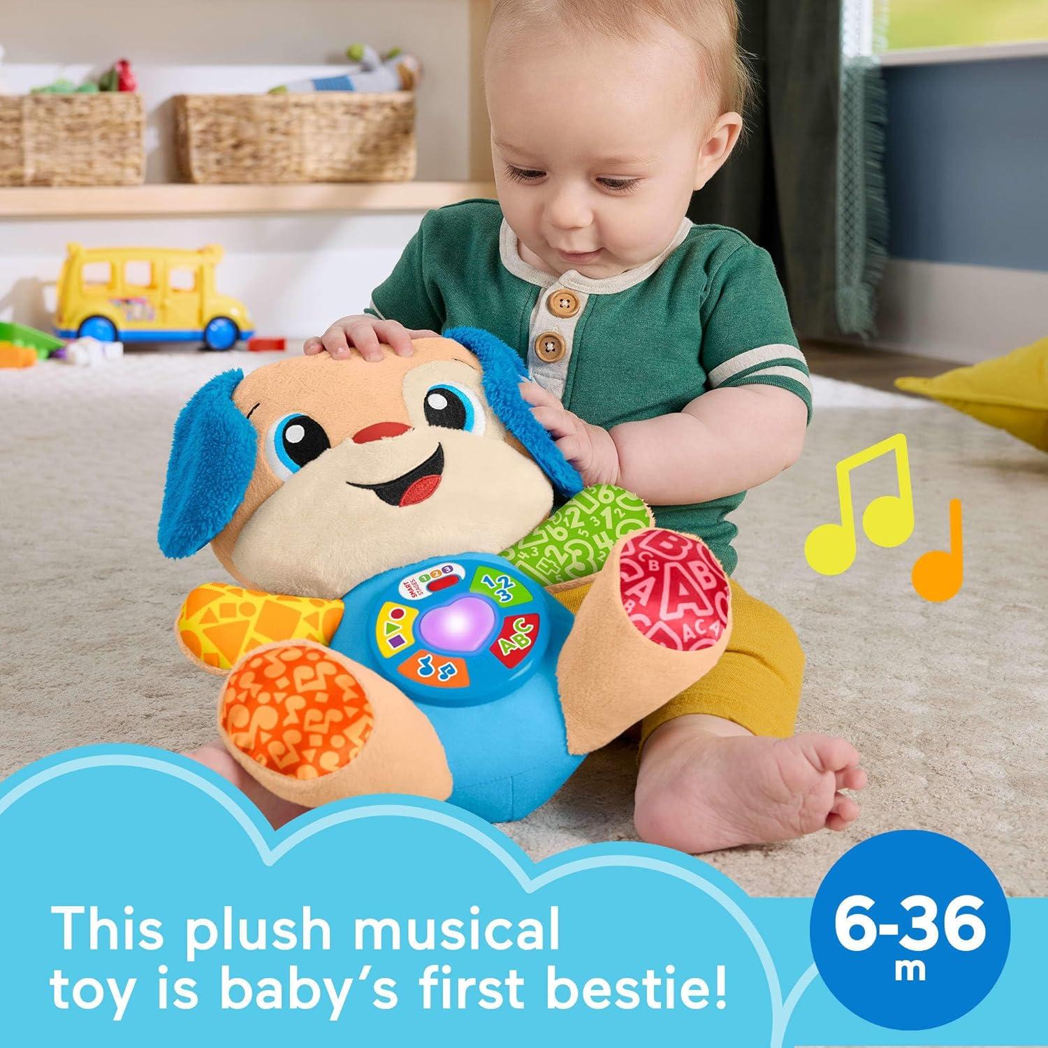 imageFisherPrice Baby Toy Laugh ampamp Learn Smart Stages Sis Musical Plush with Lights ampamp Learning Songs for Infants Ages 6 MonthsPuppy English